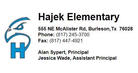 555 NE McAlister Rd,Burleson,Tx 76028 (817)245-3700  Fax:(817)447-4921 Principal:Alan Sypert Assistant Principal:Jessica Wade
